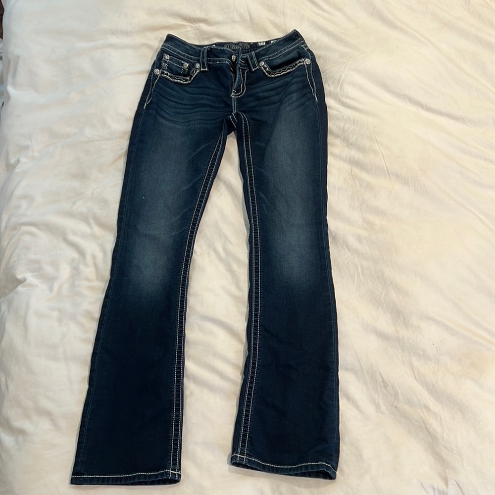 Miss Me Jeans, bootcut, dark-wash, size 27